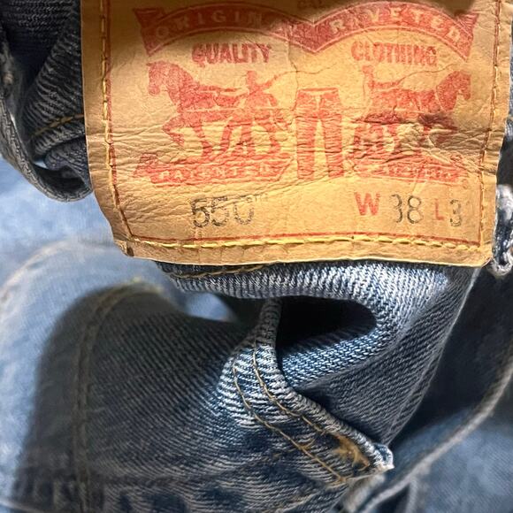 Levis 550‎ Jeans Mens 38x32 Blue Relaxed Fit Straight Leg Light Wash - Picture 7 of 7